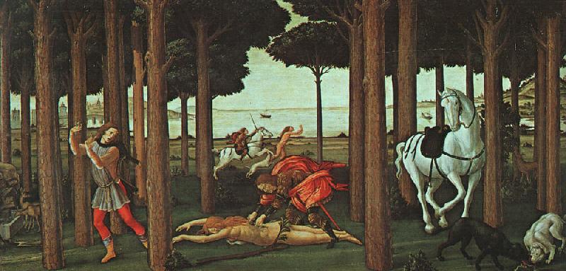 BOTTICELLI, Sandro The Story of Nastagio degli Onesti (second episode) gfhgf Germany oil painting art
